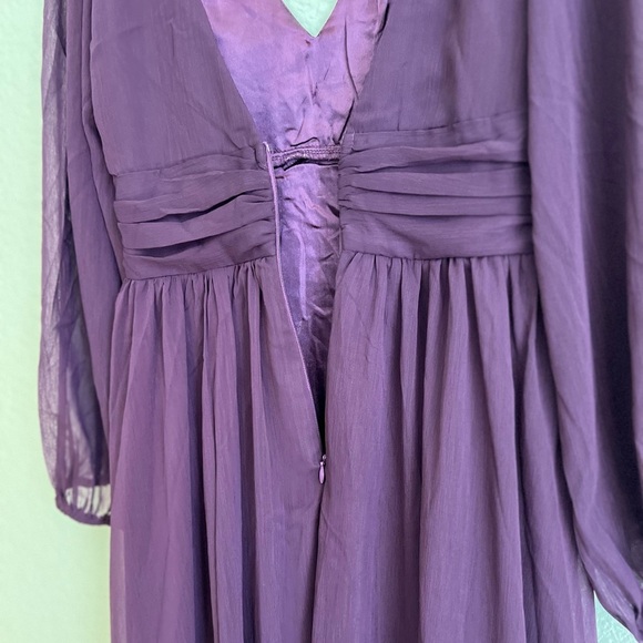 Enchant My Love Dark Purple V-Neck Long Sleeve Maxi Dress - Picture 7 of 8